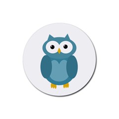 Cute Blue Owl Rubber Coaster (round)  by Valentinaart