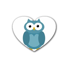 Cute Blue Owl Heart Coaster (4 Pack) 