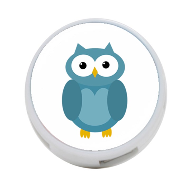 Cute blue owl 4-Port USB Hub (One Side)