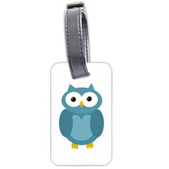 Cute Blue Owl Luggage Tags (one Side)  by Valentinaart