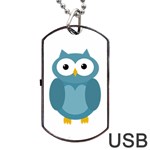 Cute blue owl Dog Tag USB Flash (One Side) Front
