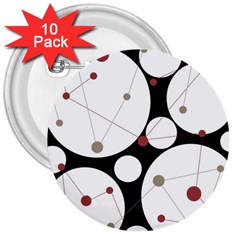 Decorative Circles 3  Buttons (10 Pack)  by Valentinaart