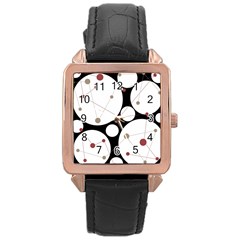 Decorative Circles Rose Gold Leather Watch 