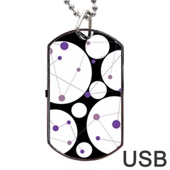 Decorative Circles - Purple Dog Tag Usb Flash (one Side) by Valentinaart