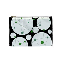 Decorative Circles - Green Cosmetic Bag (medium)  by Valentinaart