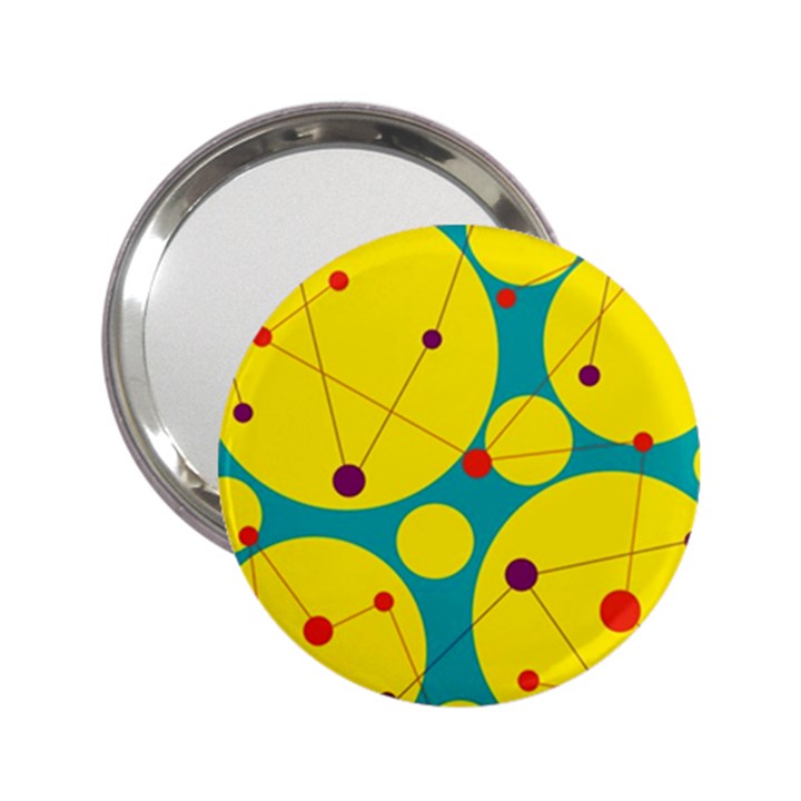 Yellow and green decorative circles 2.25  Handbag Mirrors