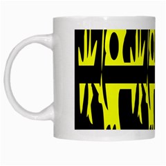 Yellow abstract pattern White Mugs