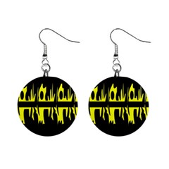 Yellow abstract pattern Mini Button Earrings