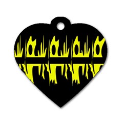 Yellow abstract pattern Dog Tag Heart (Two Sides)