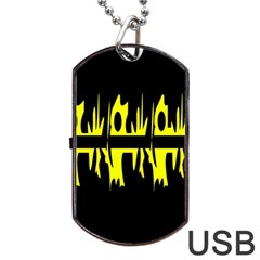 Yellow abstract pattern Dog Tag USB Flash (One Side)