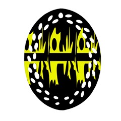 Yellow abstract pattern Oval Filigree Ornament (2-Side) 