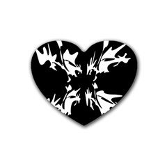 Black And White Pattern Rubber Coaster (heart)  by Valentinaart