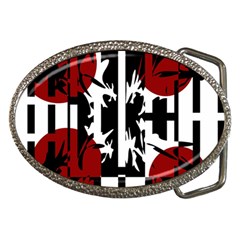 Red, Black And White Elegant Design Belt Buckles by Valentinaart