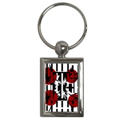 Red, Black And White Elegant Design Key Chains (rectangle)  by Valentinaart