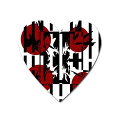 Red, Black And White Elegant Design Heart Magnet by Valentinaart