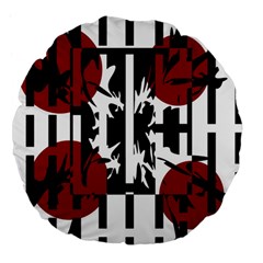 Red, Black And White Elegant Design Large 18  Premium Flano Round Cushions by Valentinaart