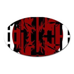 Red, Black And White Decorative Design Oval Magnet by Valentinaart