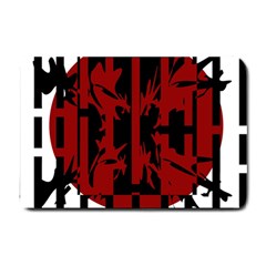 Red, Black And White Decorative Design Small Doormat  by Valentinaart