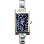 Blue abstract design Rectangle Italian Charm Watch Front