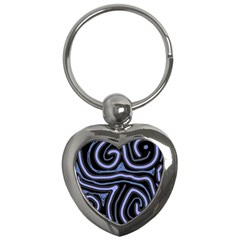 Blue Abstract Design Key Chains (heart) 