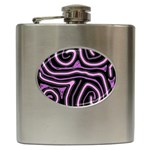 Purple neon lines Hip Flask (6 oz) Front