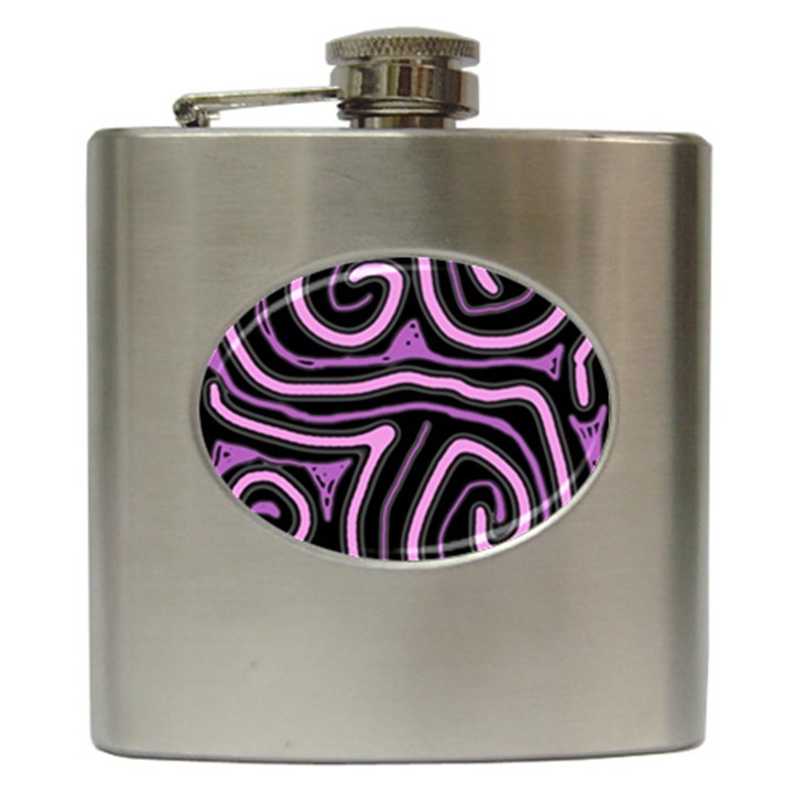 Purple neon lines Hip Flask (6 oz)