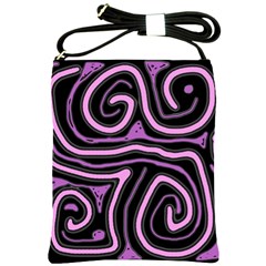 Purple Neon Lines Shoulder Sling Bags by Valentinaart