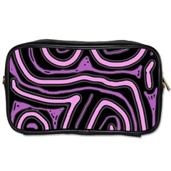 Purple Neon Lines Toiletries Bags by Valentinaart