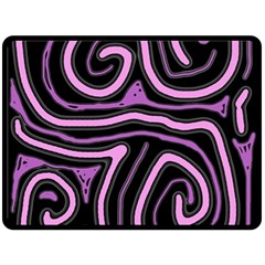 Purple Neon Lines Fleece Blanket (large)  by Valentinaart