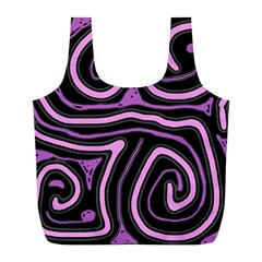 Purple Neon Lines Full Print Recycle Bags (l)  by Valentinaart