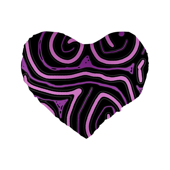 Purple neon lines Standard 16  Premium Flano Heart Shape Cushions