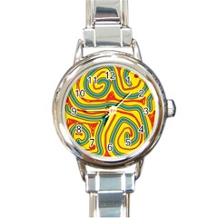 Colorful Decorative Lines Round Italian Charm Watch by Valentinaart