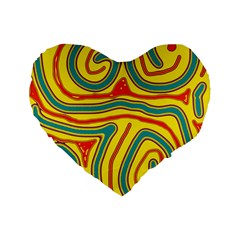 Colorful Decorative Lines Standard 16  Premium Flano Heart Shape Cushions by Valentinaart