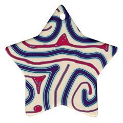 Blue And Red Lines Ornament (star)  by Valentinaart