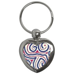 Blue And Red Lines Key Chains (heart)  by Valentinaart