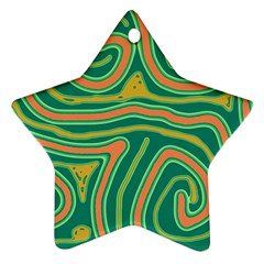 Green And Orange Lines Ornament (star)  by Valentinaart