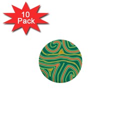 Green And Orange Lines 1  Mini Buttons (10 Pack)  by Valentinaart