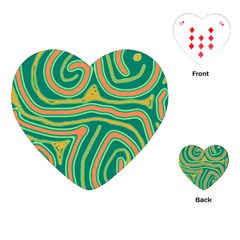 Green And Orange Lines Playing Cards (heart)  by Valentinaart