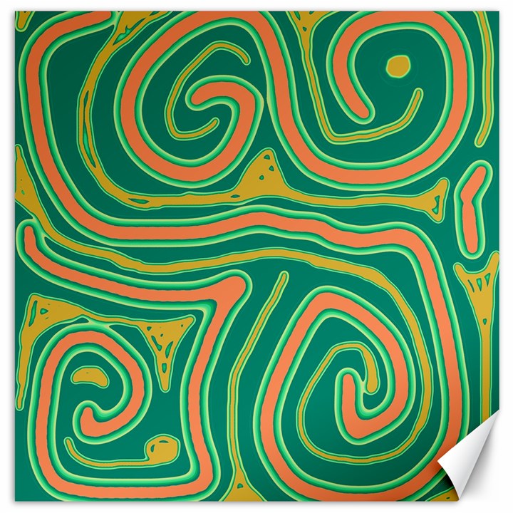 Green and orange lines Canvas 20  x 20  