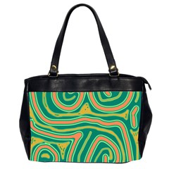 Green And Orange Lines Office Handbags (2 Sides)  by Valentinaart