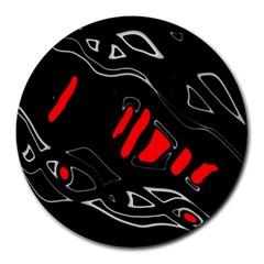 Black And Red Artistic Abstraction Round Mousepads