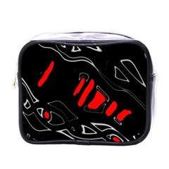 Black And Red Artistic Abstraction Mini Toiletries Bags