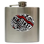 Red, black and white abstract art Hip Flask (6 oz) Front