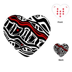 Red, Black And White Abstract Art Playing Cards (heart) 