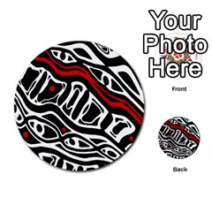 Red, Black And White Abstract Art Multi-purpose Cards (round)  by Valentinaart
