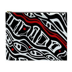 Red, Black And White Abstract Art Cosmetic Bag (xl) by Valentinaart