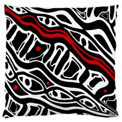 Red, Black And White Abstract Art Large Flano Cushion Case (one Side)