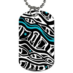 Blue, Black And White Abstract Art Dog Tag (two Sides) by Valentinaart