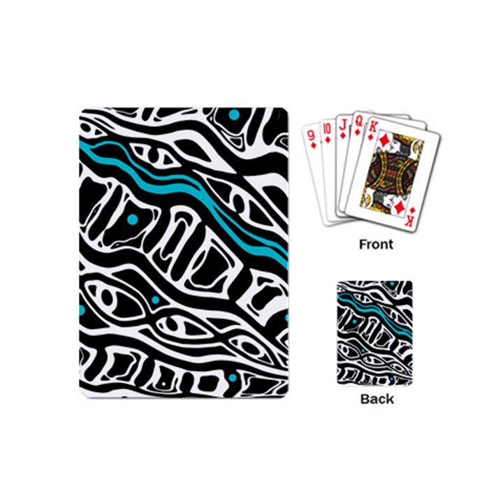 Blue, black and white abstract art Playing Cards (Mini) 