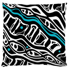 Blue, Black And White Abstract Art Standard Flano Cushion Case (two Sides) by Valentinaart